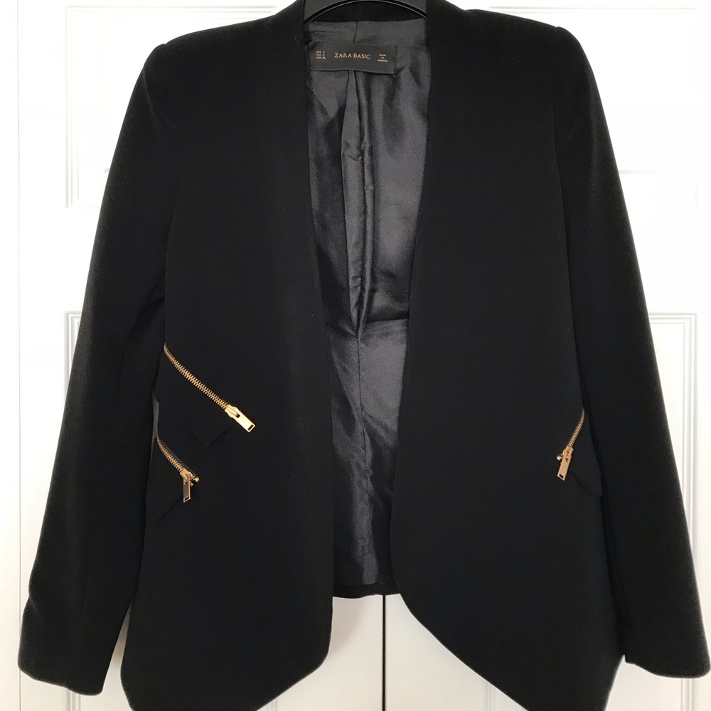 Zara Basic Gold Zipper Blazer
